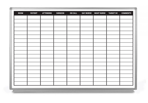 Patient Board On-Call Dry-Erase Hospital Whiteboard