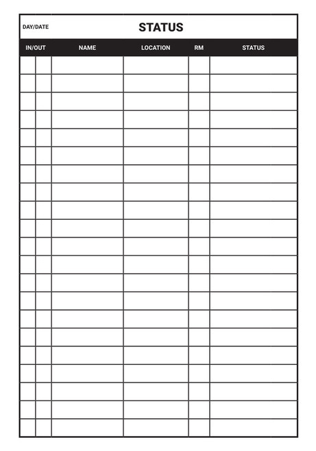 Status Chart Dry-Erase Hospital Whiteboard (Version 1)