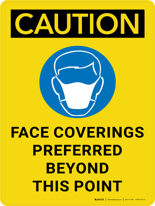 Caution: Face Coverings Preferred Beyond This Point - Wall Sign
