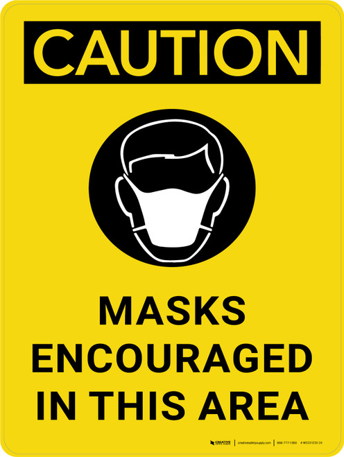 Caution: Masks Encouraged In This Area - Wall Sign
