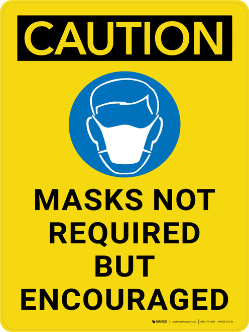 Caution: Masks Not Required But Encouraged With Icon - Wall Sign