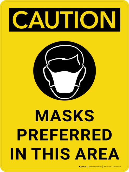 Caution: Masks Preferred In This Area - Wall Sign