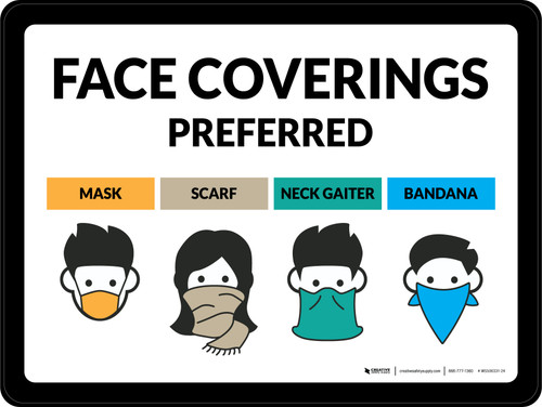 Face Coverings Preferred Mask Scarf Neck Gaiter Bandana Icons - Wall Sign