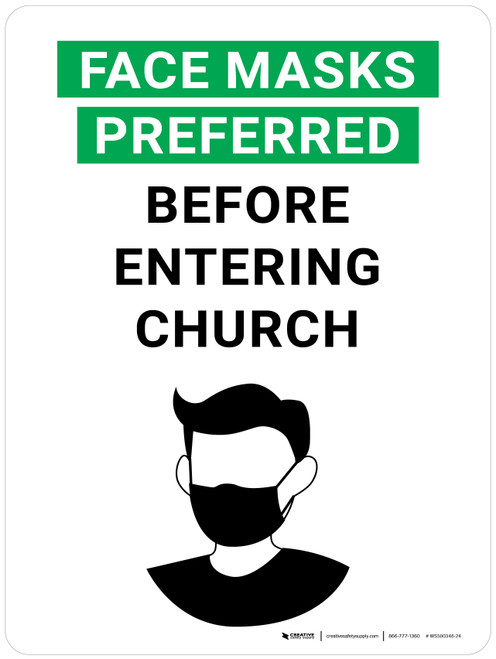 Face Masks Preferred Before Entering Church With Icon - Wall Sign