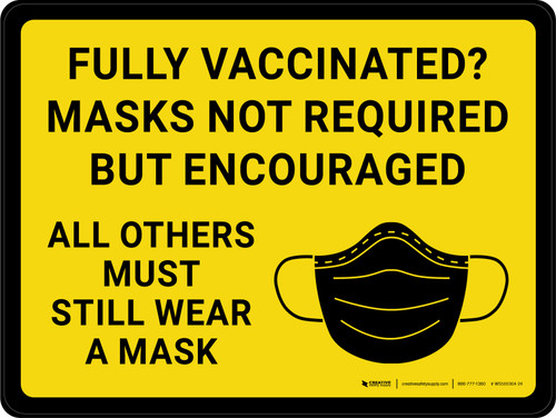 Fully Vaccinated? Masks Not Required But Encouraged Others Must Wear Mask - Wall Sign
