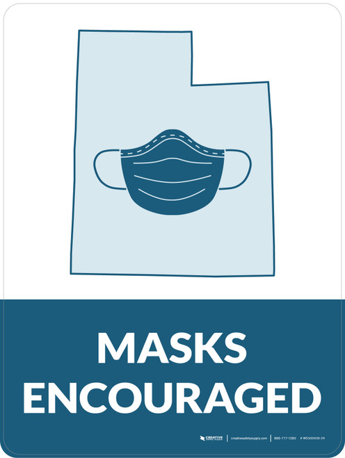 Masks Encouraged Utah State Outline - Wall Sign