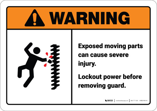 Warning: Lockout Power Before Removing Guard - Wall Sign