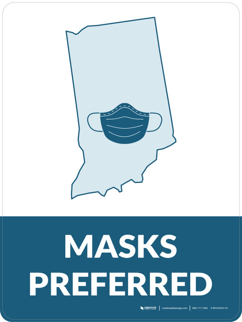 Masks Preferred Indiana State Outline - Wall Sign