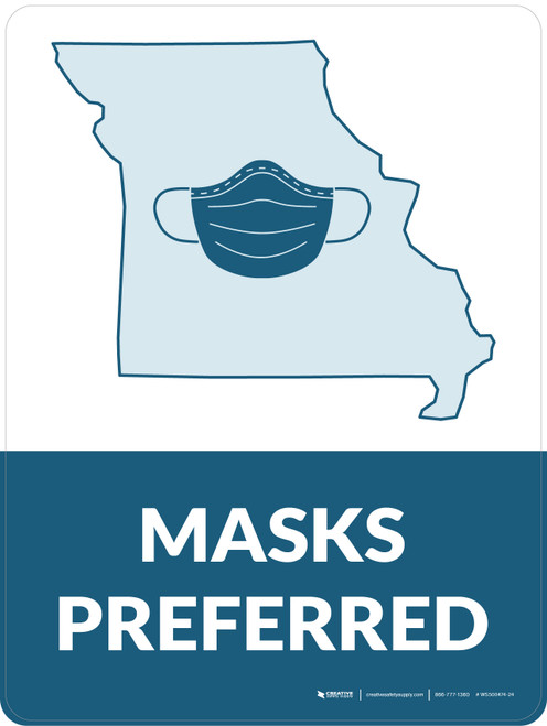 Masks Preferred Missouri State Outline - Wall Sign