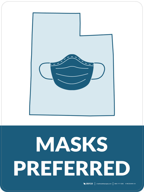 Masks Preferred Utah State Outline - Wall Sign
