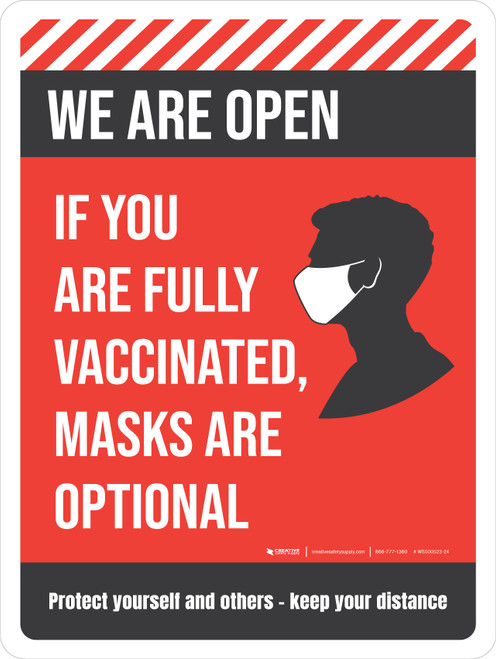 We Are Open If You Are Fully Vaccinated Masks Are Optional - Wall Sign