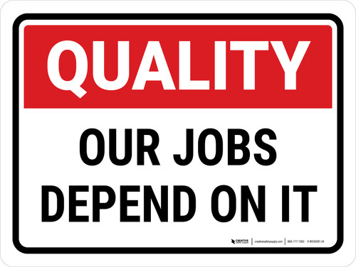 Quality: Our Jobs Depends on it Landscape - Wall Sign