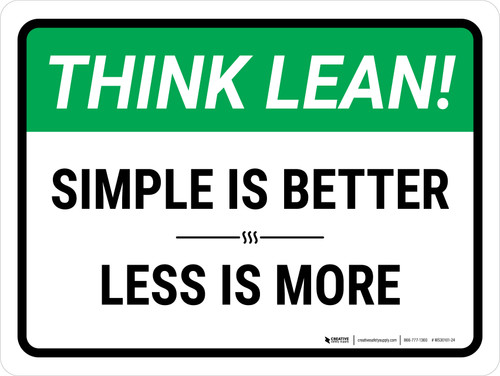 Think Lean: Simple is Better Landscape - Wall Sign