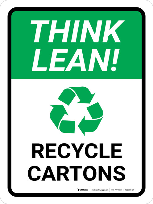 Think Lean: Recycle Cartons Portrait - Wall Sign
