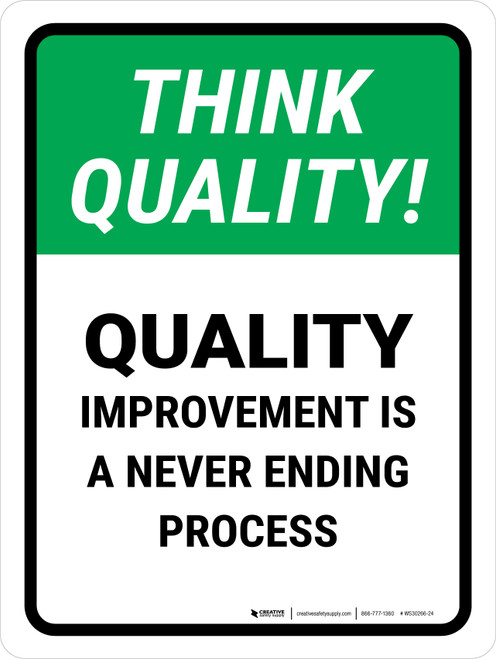 Think Quality: Quality Improvement Is Never Ending Process Portrait - Wall Sign