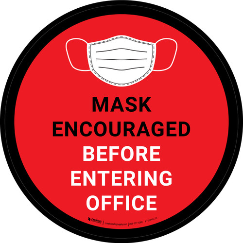 Mask Encouraged Before Entering Office Red With Icon - Floor Sign