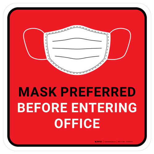 Mask Preferred Before Entering Office Red Rectangular - Floor Sign