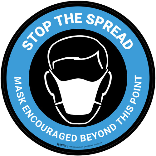 Stop The Spread Mask Encouraged Beyond This Point Blue - Floor Sign