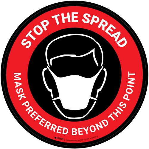 Stop The Spread Mask Preferred Beyond This Point Red With Icon - Floor Sign