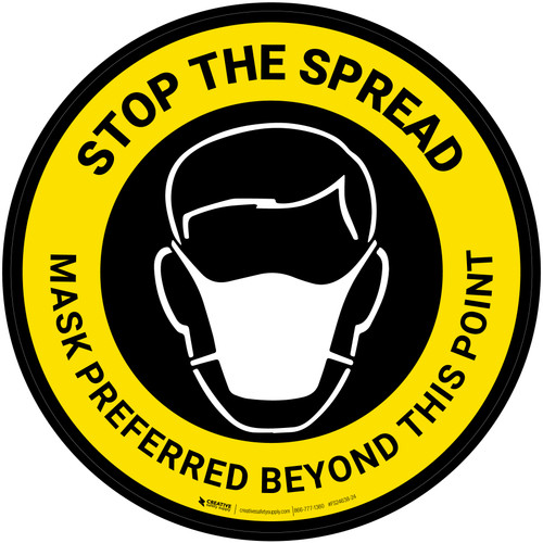 Stop The Spread Mask Preferred Beyond This Point Yellow Black - Floor Sign