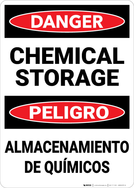 Danger: Chemical Storage Bilingual Spanish - Wall Sign