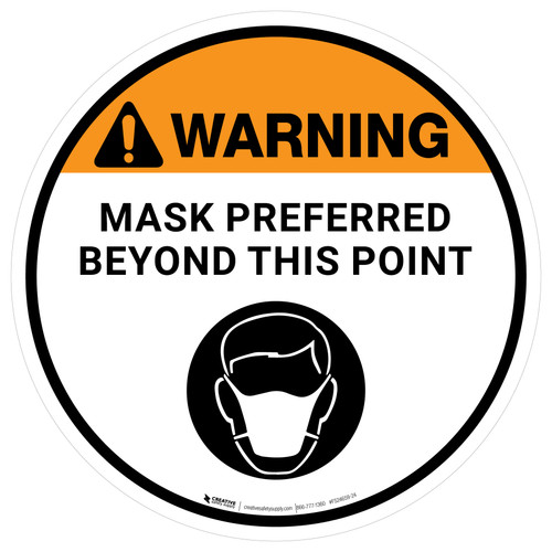 Warning: Mask Preferred Beyond This Point with Icon - Floor Sign