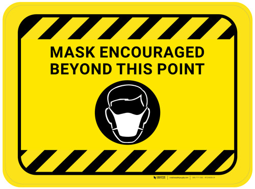 Mask Encouraged Beyond This Point Yellow With Icon Rectangular - Floor Sign