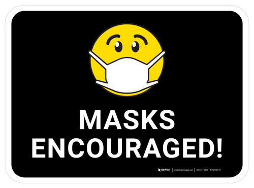Masks Encouraged Black Rectangular - Floor Sign