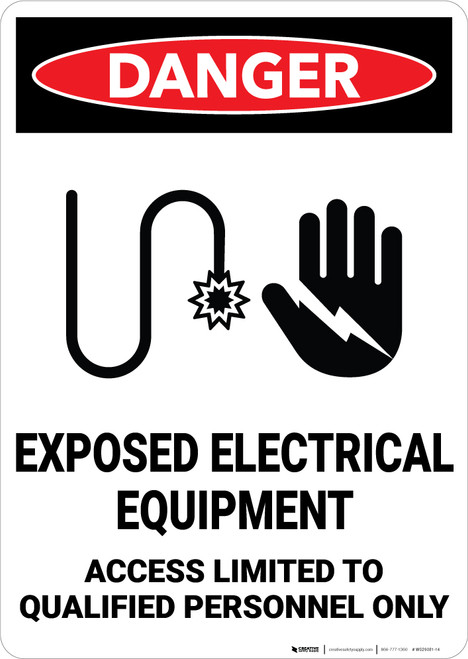 Danger: Exposed Electrical Equipment Access Qualified Personnel With Graphic - Wall Sign