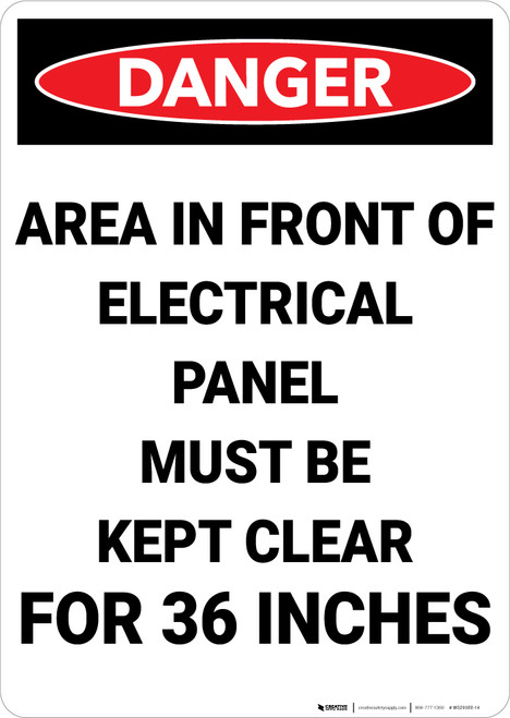 Danger: Keep Electrical Panel Clear Portrait - Wall Sign
