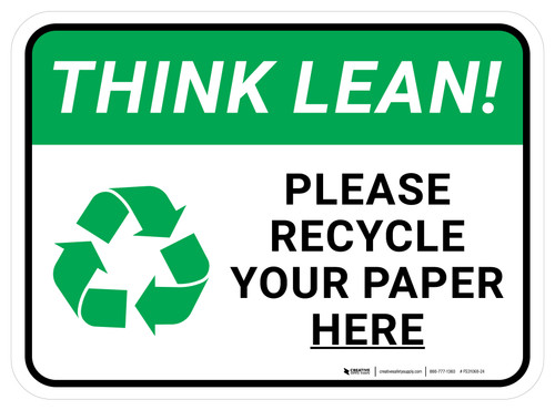 Think Lean Please Recycle Your Paper Here Rectangular - Floor Sign