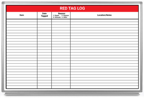 Red Tag Log Whiteboard
