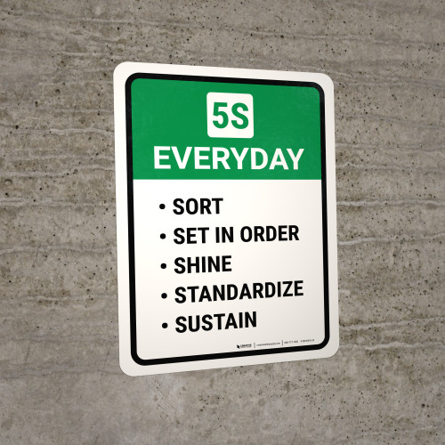 5S Everyday: Sort Set In Order Portrait - Wall Sign