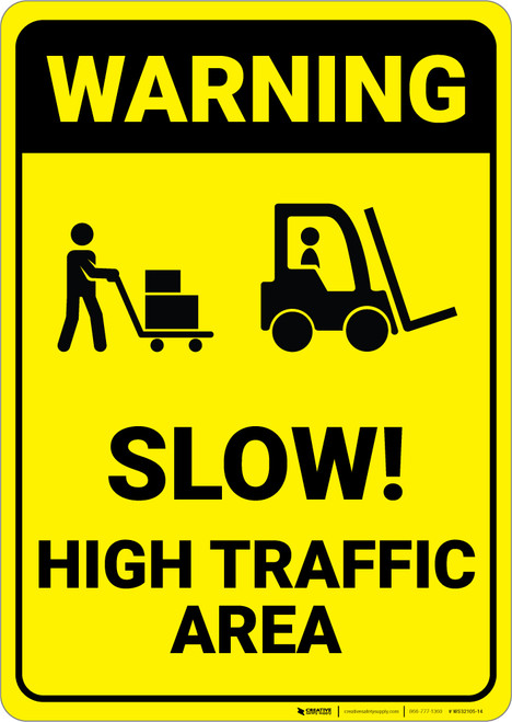 Warning: Slow High Traffic Area - Wall Sign
