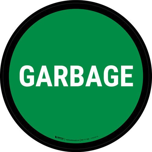 5S Garbage Green Circular - Floor Sign