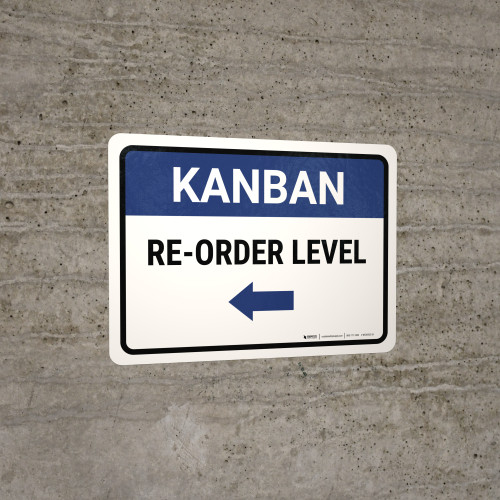 Kanban Re-order level Left Arrow Landscape - Wall Sign