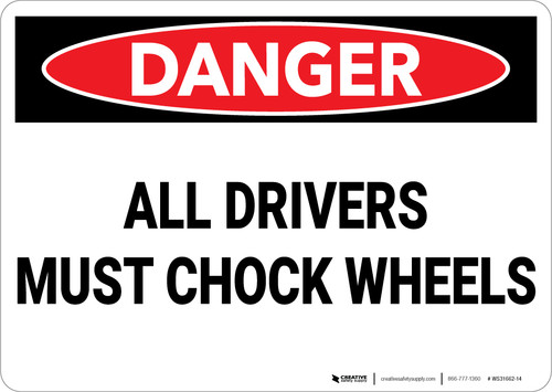 Danger: All Drivers Chock Wheels - Wall Sign