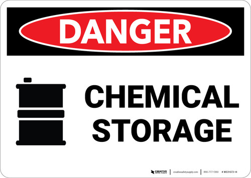 Danger: Chemical Storage with Graphic - Wall Sign