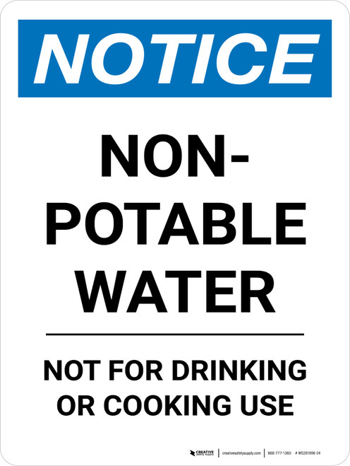 Notice: Portrait Non-Potable Water Portrait - Wall Sign