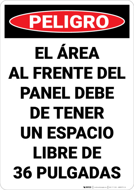 Danger: Keep Electrical Panel Clear Spanish - Wall Sign