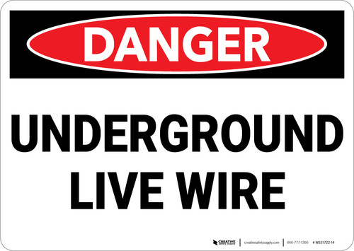 Danger: Underground Live Wire Warning - Wall Sign