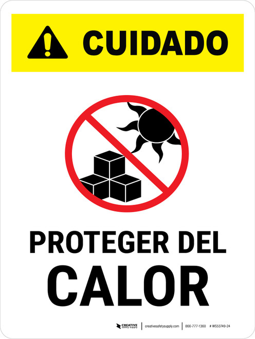 Caution: Protect From Heat Spanish Portrait - Wall Sign