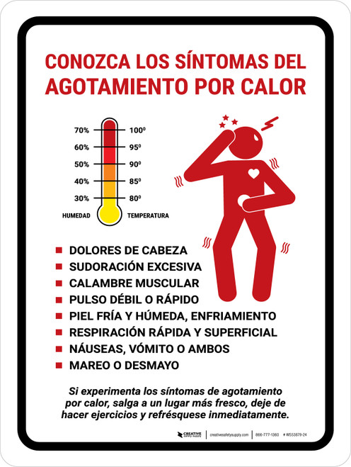 Know The Signs Of Heat Exhaustion Spanish Portrait - Wall Sign