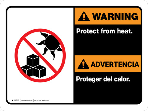 Warning: Protect From Heat Bilingual Spanish Landscape - Wall Sign