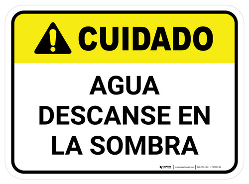 Caution: Water Rest Shade Spanish Rectangular - Floor Sign