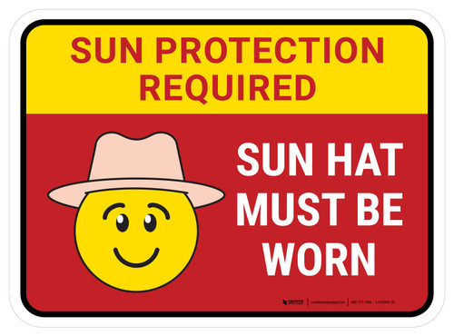 Sun Hat Must Be Worn Rectangular - Floor Sign