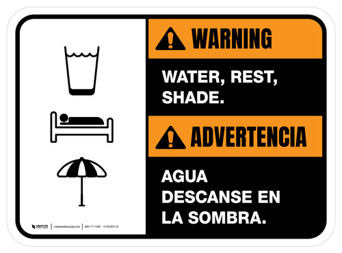 Warning: Water Rest Shade Bilingual Spanish Rectangular - Floor Sign