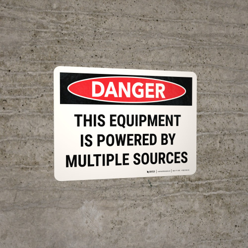 Danger: This Equipment Is Powered By Multiple Sources Landscape - Wall Sign