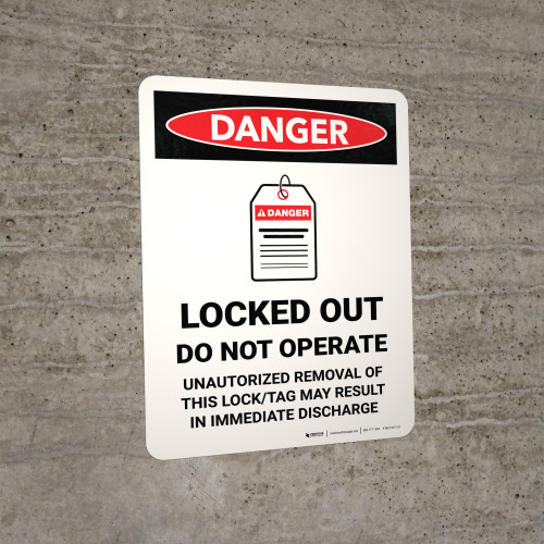 Danger: Locked Out Do Not Operate Portrait - Wall Sign