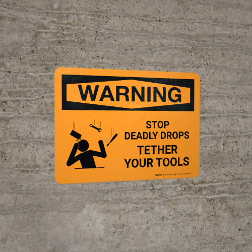Warning: Stop Deadly Drops Landscape - Wall Sign